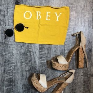 Obey Mustard Yellow Crop Tube Top